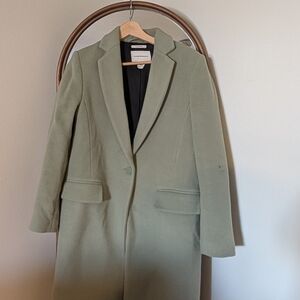 Club Monaco Women's Sage Green Single-Button Wool-Blend Trench Coat